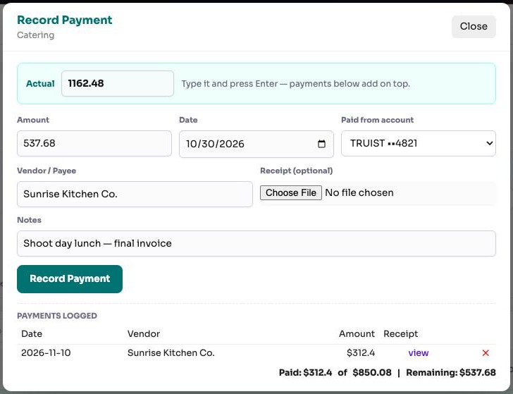 Production Expenses & Receipts