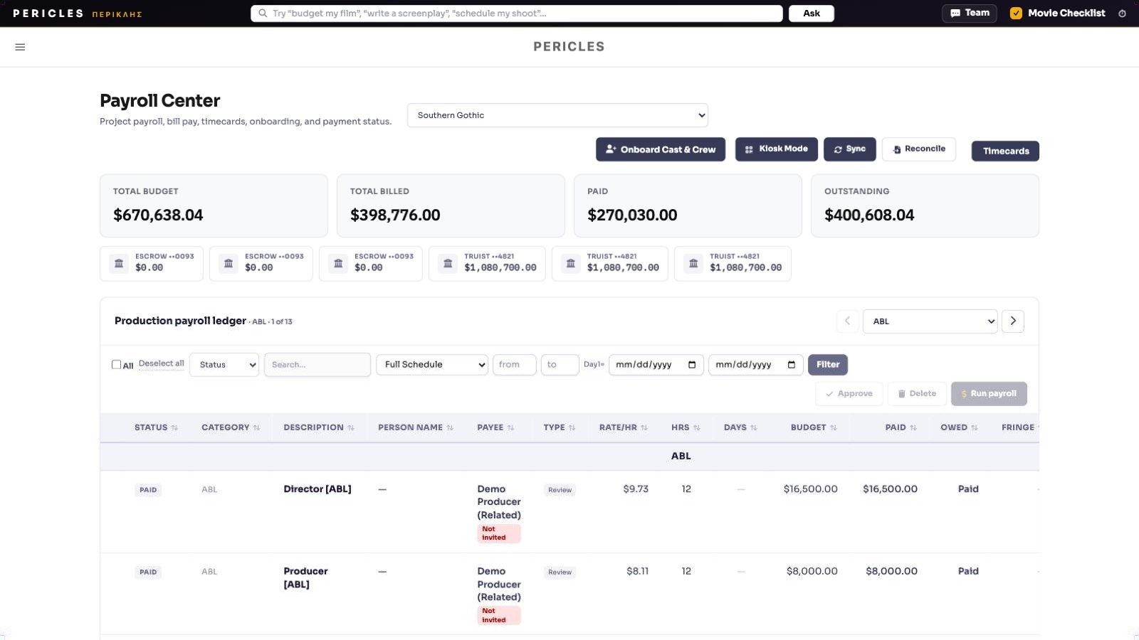 Vendor Costs & Payroll