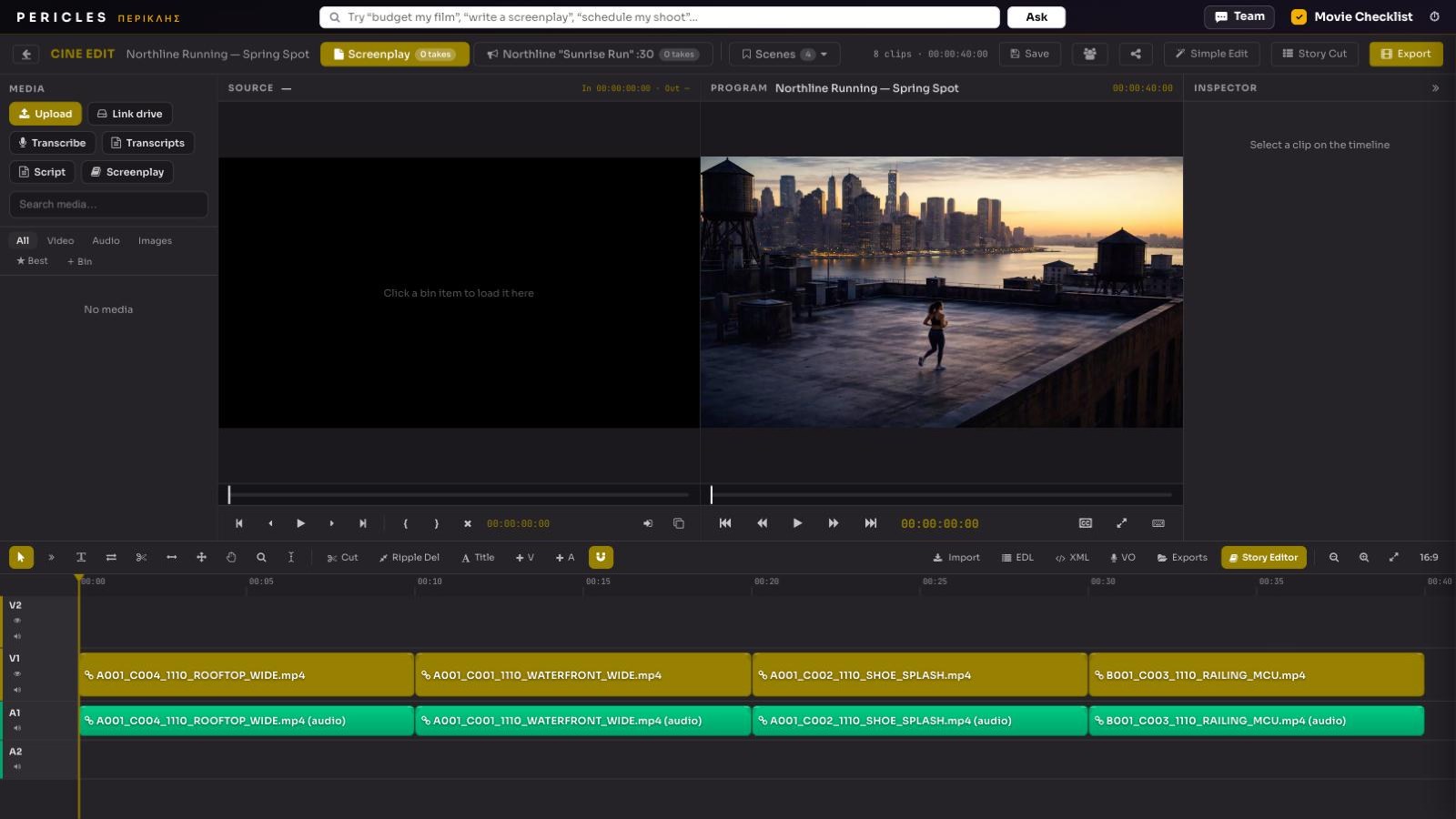 Pericles Cine Edit timeline