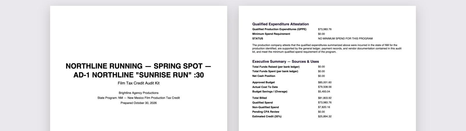 One Audit Kit Book for the Film Office
